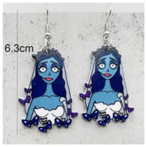 NWT The Corpse Bride Acrylic Dangle Earrings With Stainless Steel Posts - Picture 1 of 1